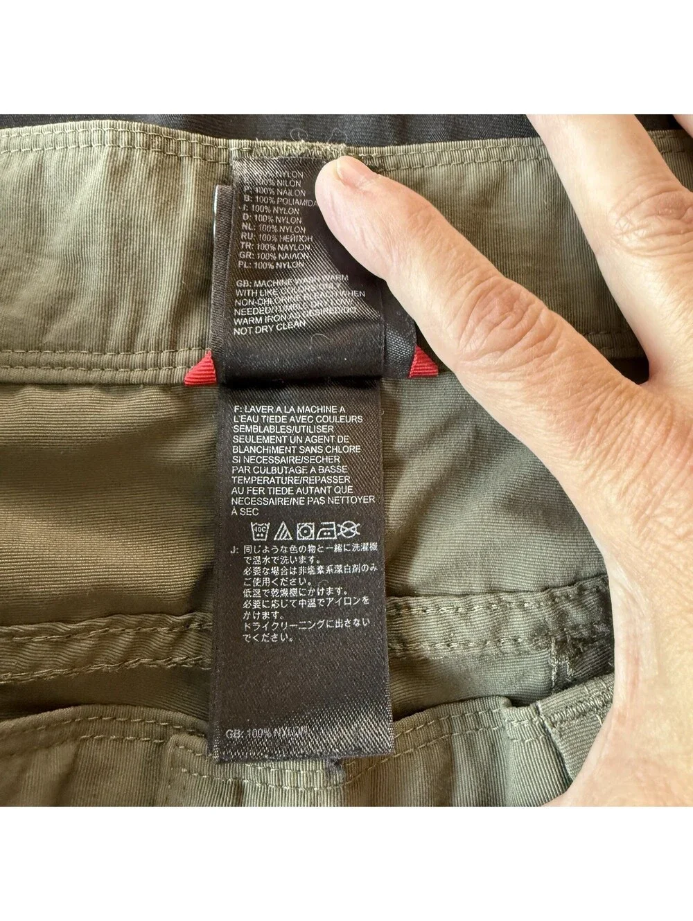 The North Face Men Hiking Cargo Short Size 32 Olive Green Nylon Zip